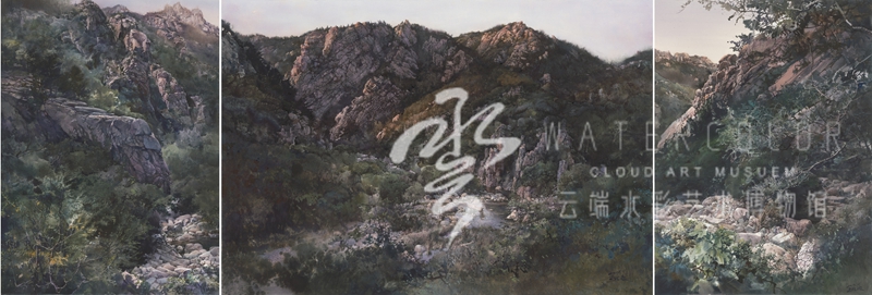 王绍波 《崂峰濯霞》 100*294cm 2019年    